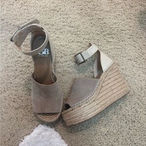 Gianni Bini Beige and Cream Wedge Sandals